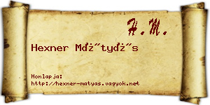 Hexner Mátyás névjegykártya